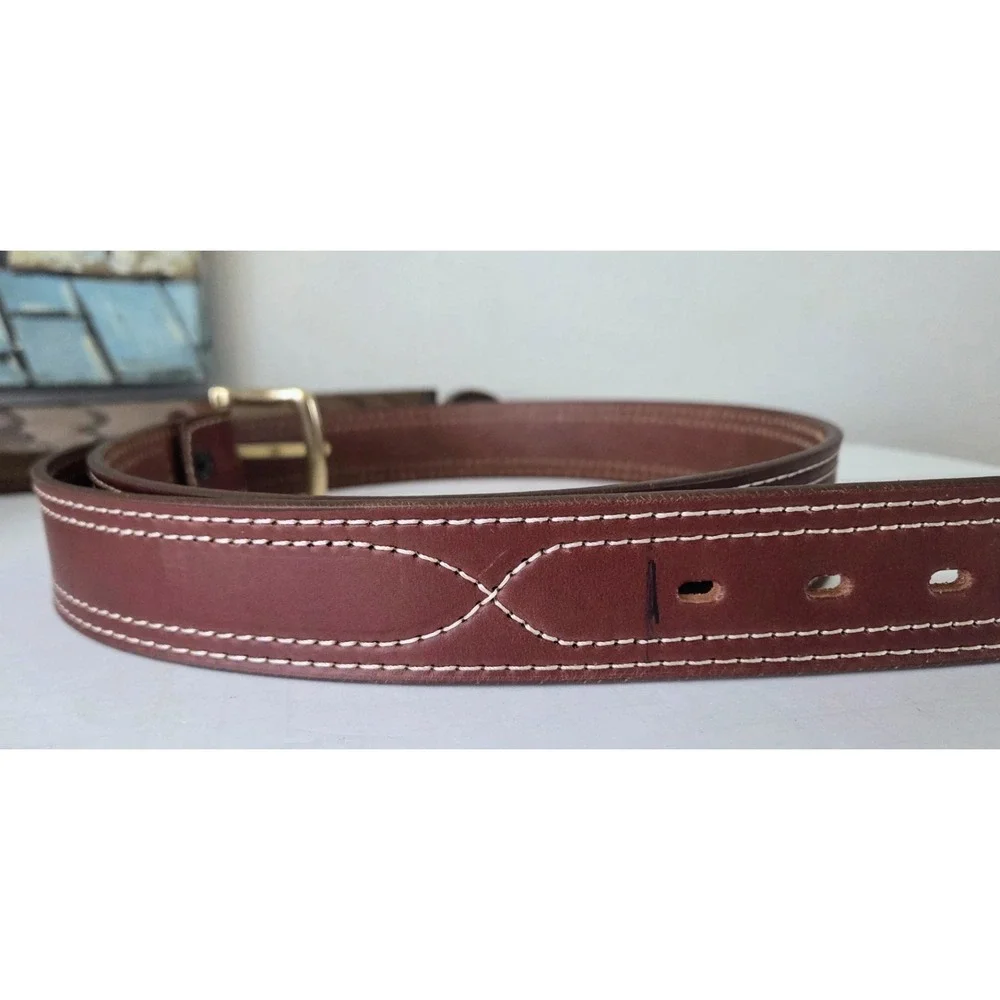 Vega‎ Holster Western Belt Brown Leather Brass Buckle Made In Italy Men's XXL